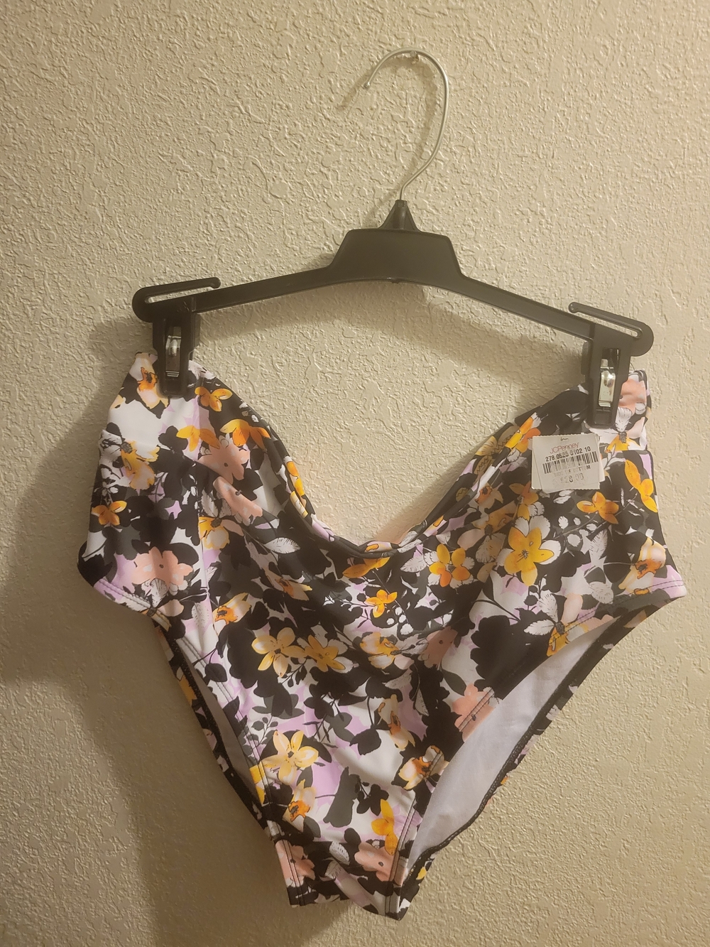jcpenney Black Floral Bikini Bottoms with Yellow Flowers